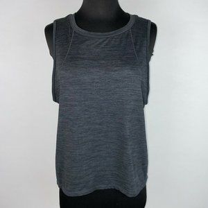 Reebok L Gray Soft Knit Like Activewear Tank Keyhole Back